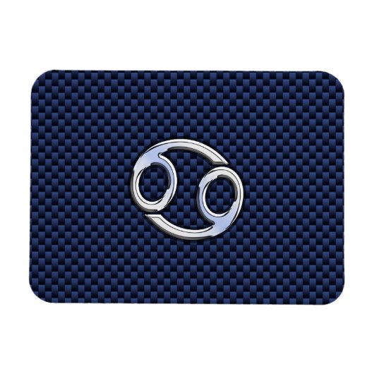 Kankerdiersymbool Navy Blue Carbon Fiber Print Magneet (Horizontaal)