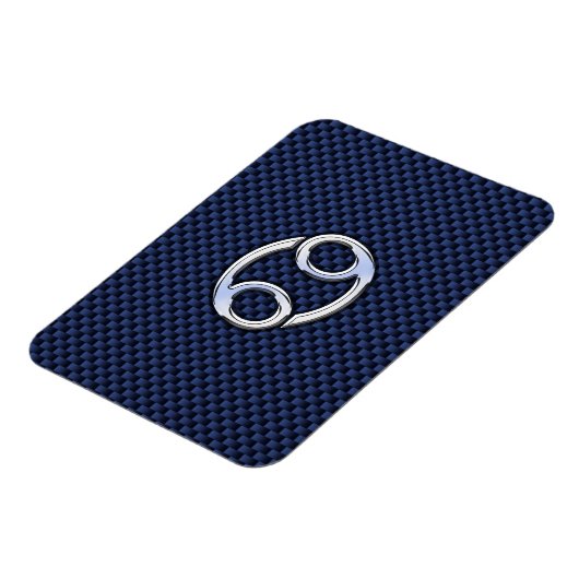 Kankerdiersymbool Navy Blue Carbon Fiber Print Magneet (Linkerzijde)