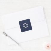 Kankerdiersymbool Navy Blue Carbon Fiber Print Vierkante Sticker (Envelop)