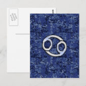 Kankerdiersymbool Navy Blue Digital Camouflage Briefkaart (Voorkant / Achterkant)