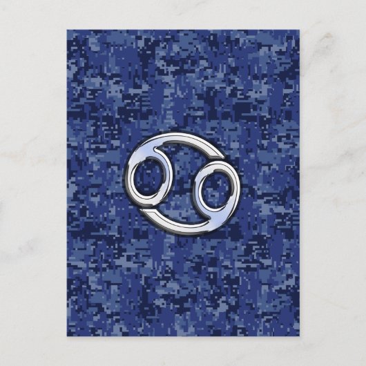 Kankerdiersymbool Navy Blue Digital Camouflage Briefkaart (Voorkant)