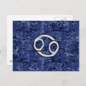 Kankerdiersymbool Navy Blue Digital Camouflage Briefkaart (Voorkant / Achterkant)