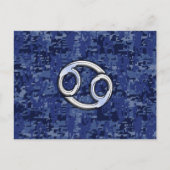 Kankerdiersymbool Navy Blue Digital Camouflage Briefkaart (Voorkant)