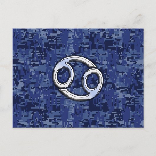Kankerdiersymbool Navy Blue Digital Camouflage Briefkaart (Voorkant)