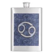 Kankerdiersymbool Navy Blue Digital Camouflage Heupfles (Voorkant)