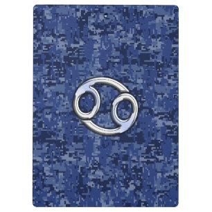 Kankerdiersymbool Navy Blue Digital Camouflage Klembord