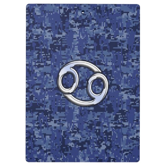 Kankerdiersymbool Navy Blue Digital Camouflage Klembord (Achterkant)
