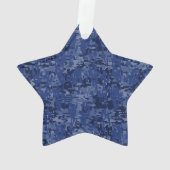 Kankerdiersymbool Navy Blue Digital Camouflage Ornament (achterkant)