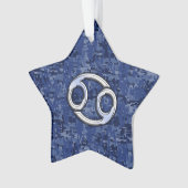 Kankerdiersymbool Navy Blue Digital Camouflage Ornament (voorkant)