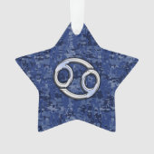 Kankerdiersymbool Navy Blue Digital Camouflage Ornament (voorkant)