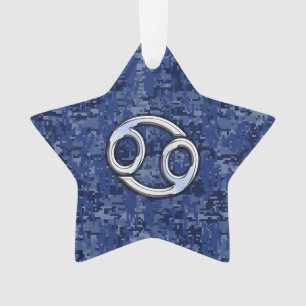 Kankerdiersymbool Navy Blue Digital Camouflage Ornament