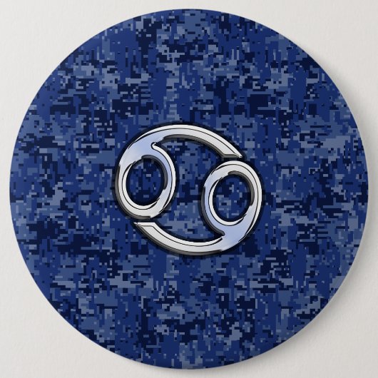 Kankerdiersymbool Navy Blue Digital Camouflage Ronde Button 6,0 Cm (Voorkant)