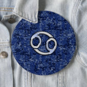 Kankerdiersymbool Navy Blue Digital Camouflage Ronde Button 6,0 Cm (In situ)