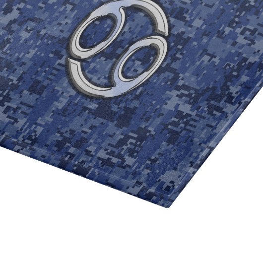 Kankerdiersymbool Navy Blue Digital Camouflage Snijplank (Hoek)