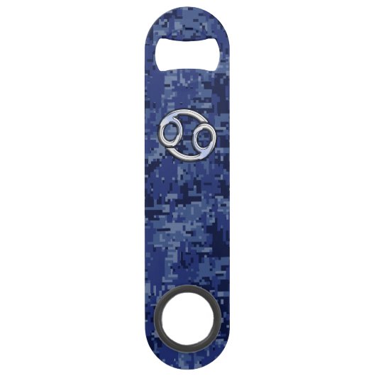Kankerdiersymbool Navy Blue Digital Camouflage Speed Flessenopener (Voorkant)