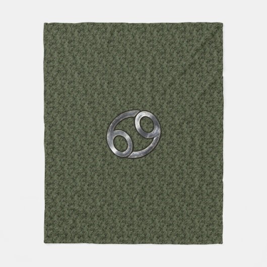 Kankerdiersymbool op groene digitale camo fleece deken (Voorkant)