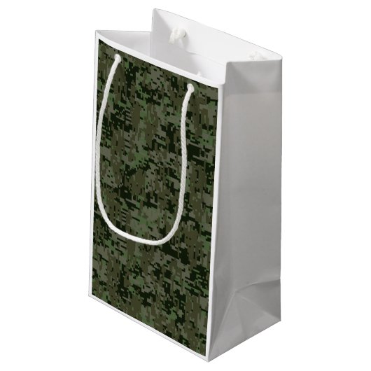 Kankerdiersymbool op groene digitale camo klein cadeauzakje (Achterkant Gekanteld)