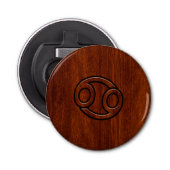 Kankerdiersymbool op Mahogany-stijl Button Flesopener (Voorkant)