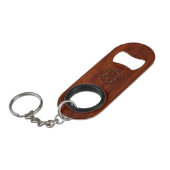 Kankerdiersymbool op Mahogany-stijl Sleutelhanger Flessenopener (Voorkant Gekanteld)
