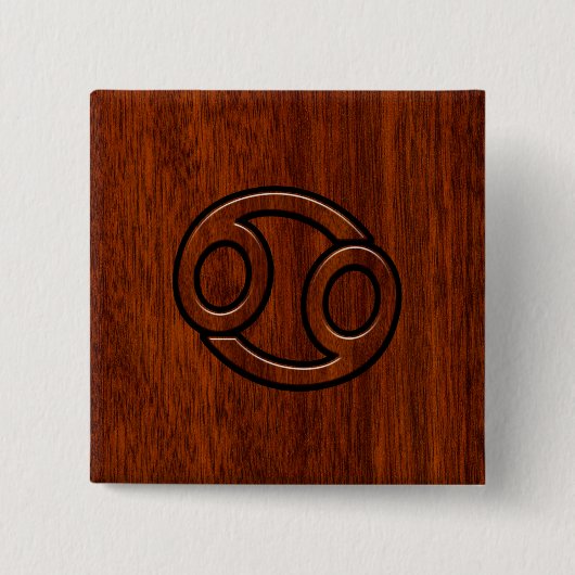 Kankerdiersymbool op Mahogany Style Decor Vierkante Button 5,1 Cm (Voorkant)