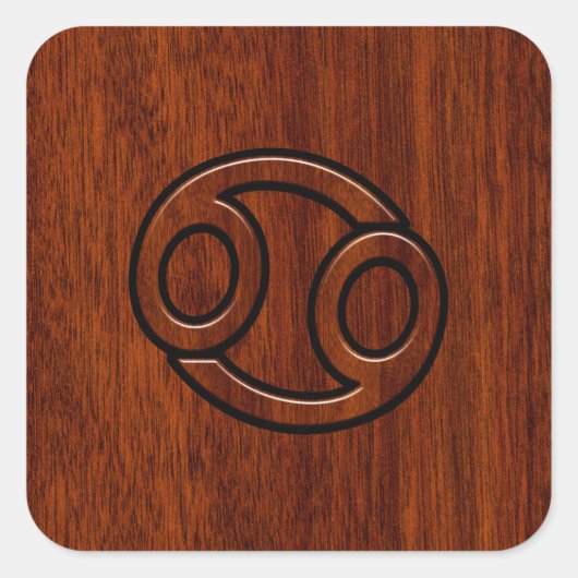 Kankerdiersymbool op Mahogany Style Decor Vierkante Sticker (Voorkant)