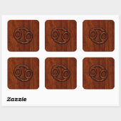 Kankerdiersymbool op Mahogany Style Decor Vierkante Sticker (Vel)