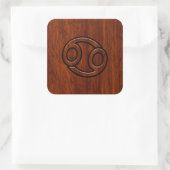 Kankerdiersymbool op Mahogany Style Decor Vierkante Sticker (Tas)