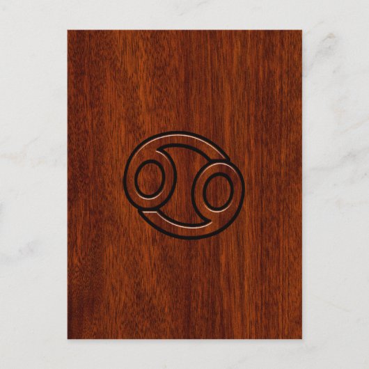 Kankerdiersymbool op Mahogany Wood Style Briefkaart (Voorkant)