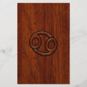 Kankerdiersymbool op Mahogany Wood Style Briefpapier (Voorkant)