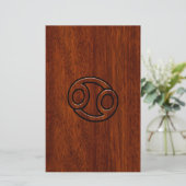 Kankerdiersymbool op Mahogany Wood Style Briefpapier (Staand voorkant)