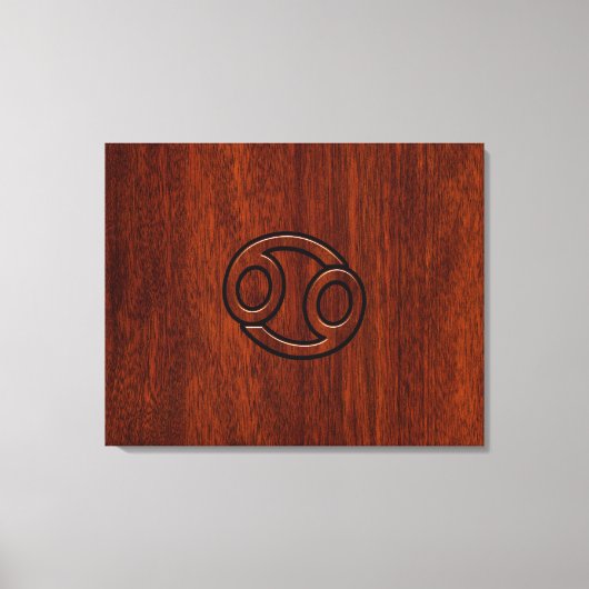 Kankerdiersymbool op Mahogany Wood Style Canvas Afdruk (Voorkant)