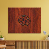 Kankerdiersymbool op Mahogany Wood Style Canvas Afdruk (Insitu (Woonkamer))