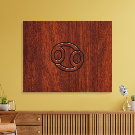 Kankerdiersymbool op Mahogany Wood Style Canvas Afdruk (Insitu (Woonkamer))