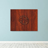 Kankerdiersymbool op Mahogany Wood Style Canvas Afdruk (Insitu (Houten vloer))