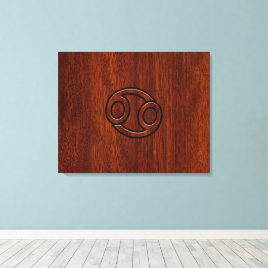 Kankerdiersymbool op Mahogany Wood Style Canvas Afdruk (Insitu (Houten vloer))