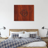 Kankerdiersymbool op Mahogany Wood Style Canvas Afdruk (Insitu (Slaapkamer))