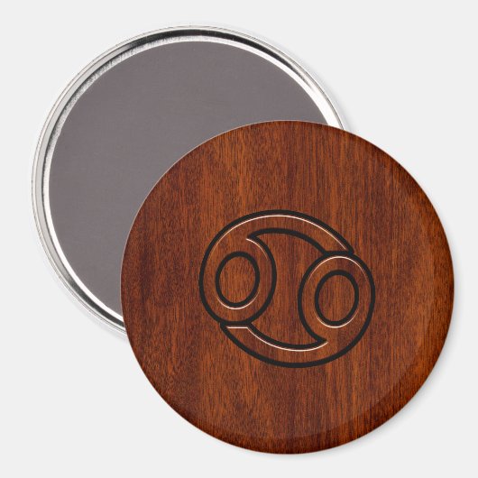 Kankerdiersymbool op Mahogany Wood Style Magneet (Voorkant / Achterkant)