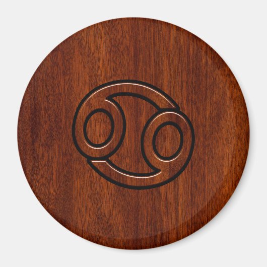 Kankerdiersymbool op Mahogany Wood Style Magneet (Voorkant)