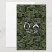 Kankerdiersymbool op Woodland Digital Camo Briefpapier (Voorkant / Achterkant)
