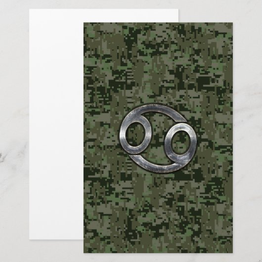 Kankerdiersymbool op Woodland Digital Camo Briefpapier (Voorkant / Achterkant)
