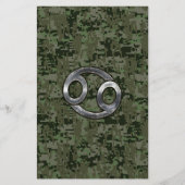 Kankerdiersymbool op Woodland Digital Camo Briefpapier (Voorkant)