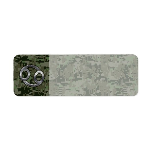 Kankerdiersymbool op Woodland Digital Camo Etiket (Voorkant)