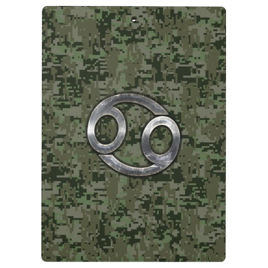 Kankerdiersymbool op Woodland Digital Camo Klembord (Achterkant)