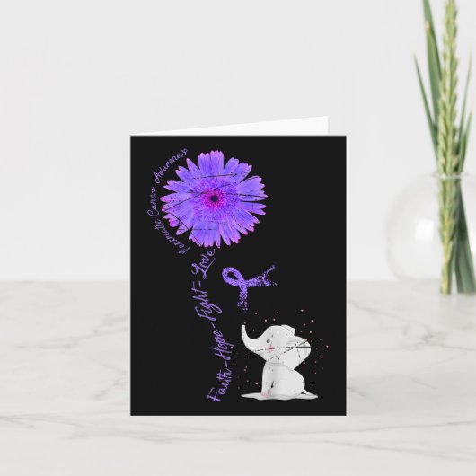 Kankergevecht Ondersteuning Paarse lint geschenk p Kaart (Voorkant)