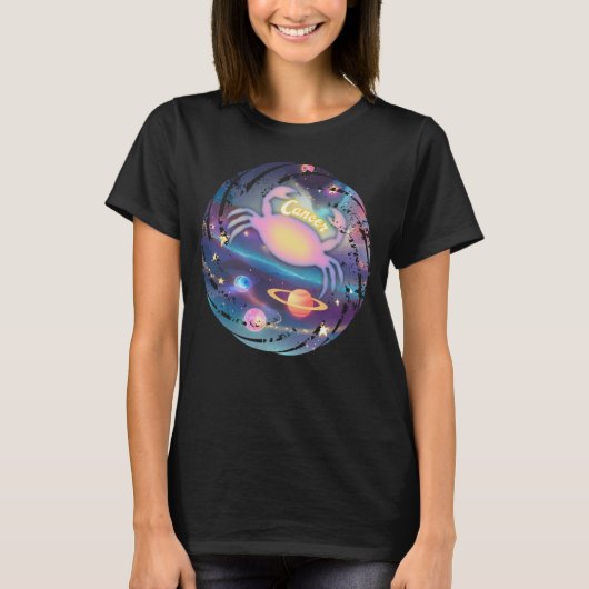 Kankerkrab astrologie geboorte teken zodiak horosc t-shirt (Voorkant)