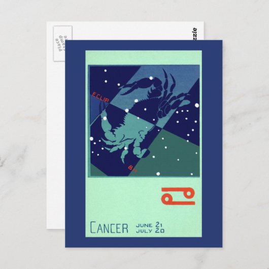 Kankerkrab Constellatie  Zodiac Astrologie Briefkaart (Voorkant / Achterkant)
