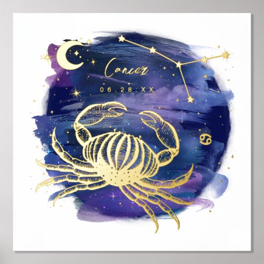 Kankerkrabbord van de Aangepaste geboortedatum van Folie Afdrukken (Voorkant)