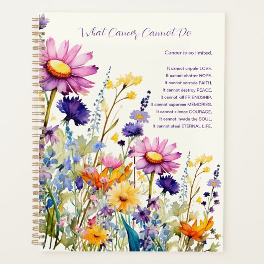 Kankerondersteuning Inspireren Wildflower Paarse P Planner (Voorkant)