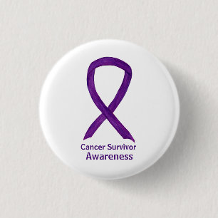 Kankeroveraardigheid Paarse Ribbon Pin Button