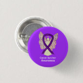 Kankeroveraardigheid Ribbon Paarse Angel Pins Ronde Button 3,2 Cm (Voorkant /achterkant)